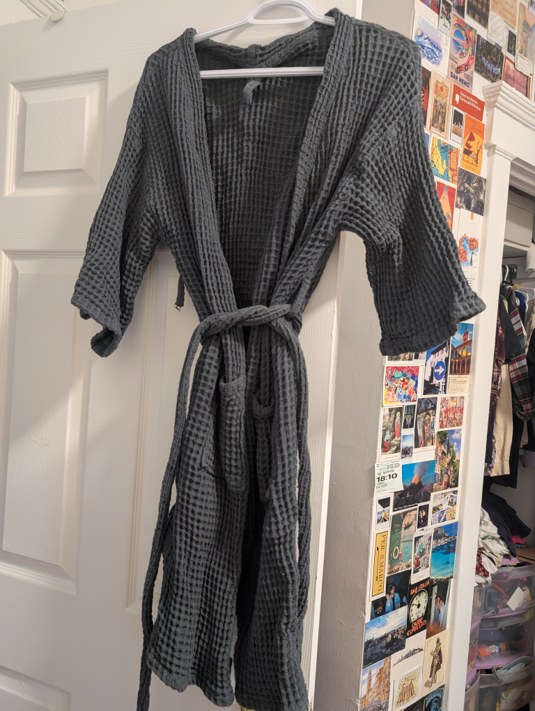 Dark Grey Waffle-Weave Robe