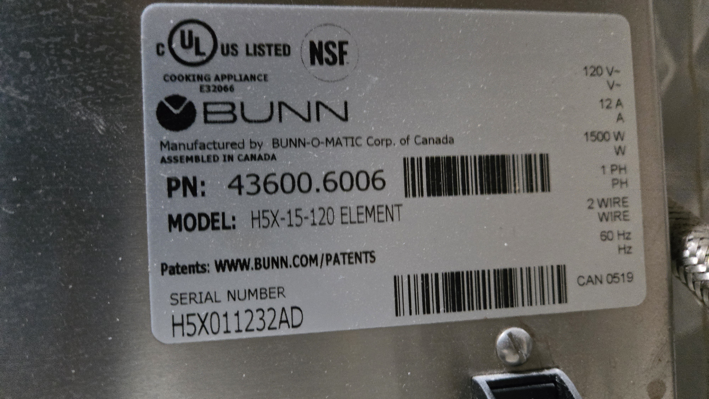 BUNN Hsx-15-120 Element Hot Water Dispenser - photo 2