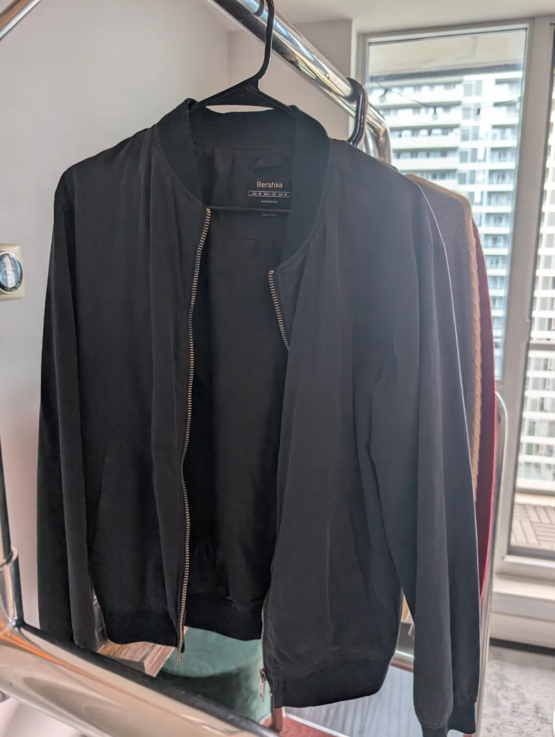 Bershka Black Bomber Jacket - Size M thumbnail