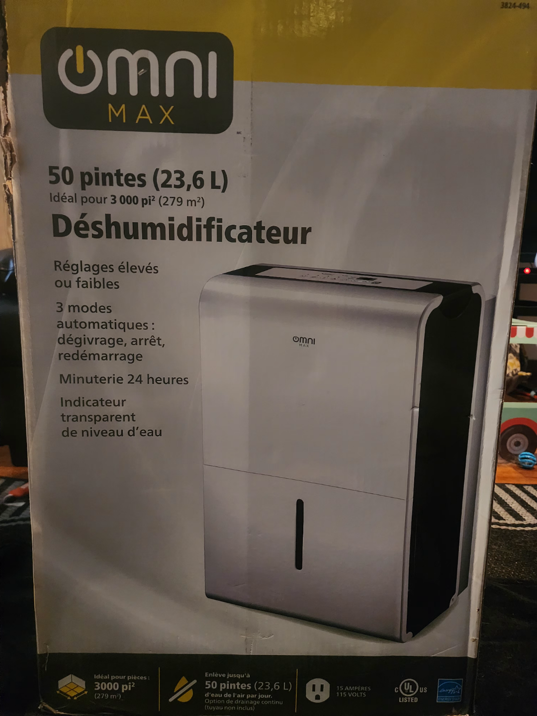 Omni Max 50-Pint Dehumidifier - New in Box