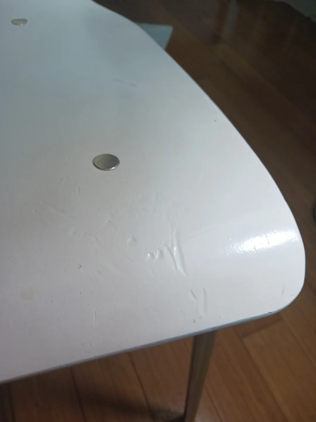 Pair of White Modern Dining Chairs with Chrome Legs image indicator(5)