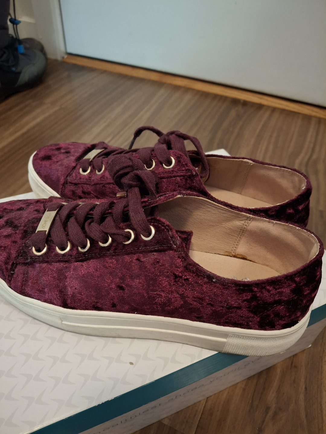 Burgundy Velvet Topshop Sneakers