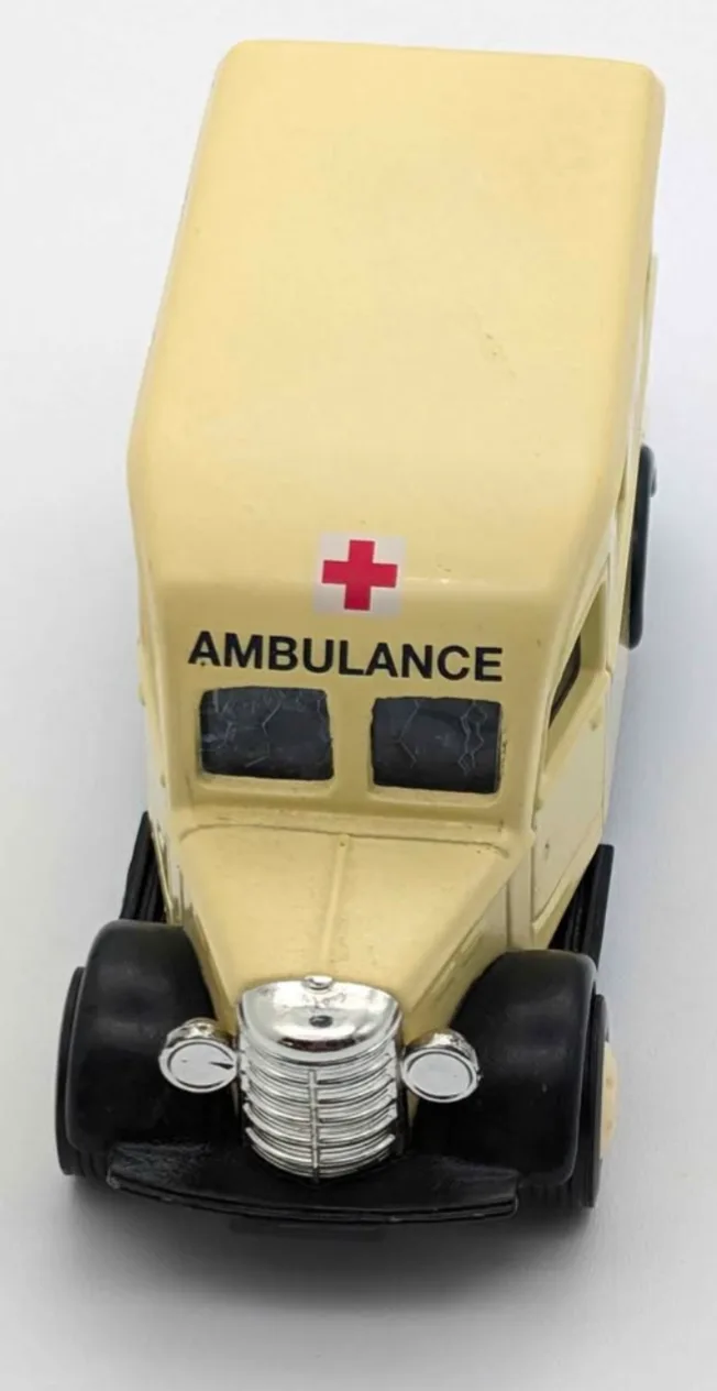 Vintage Cream-Colored Ambulance Toy Car thumbnail