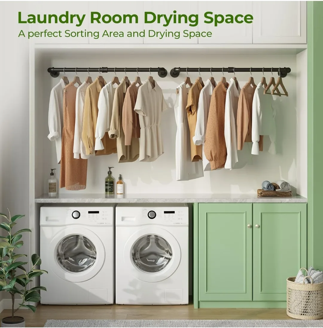 Wall Mounted Garment Rack, Black Industrial Pipe Style. image indicator(3)