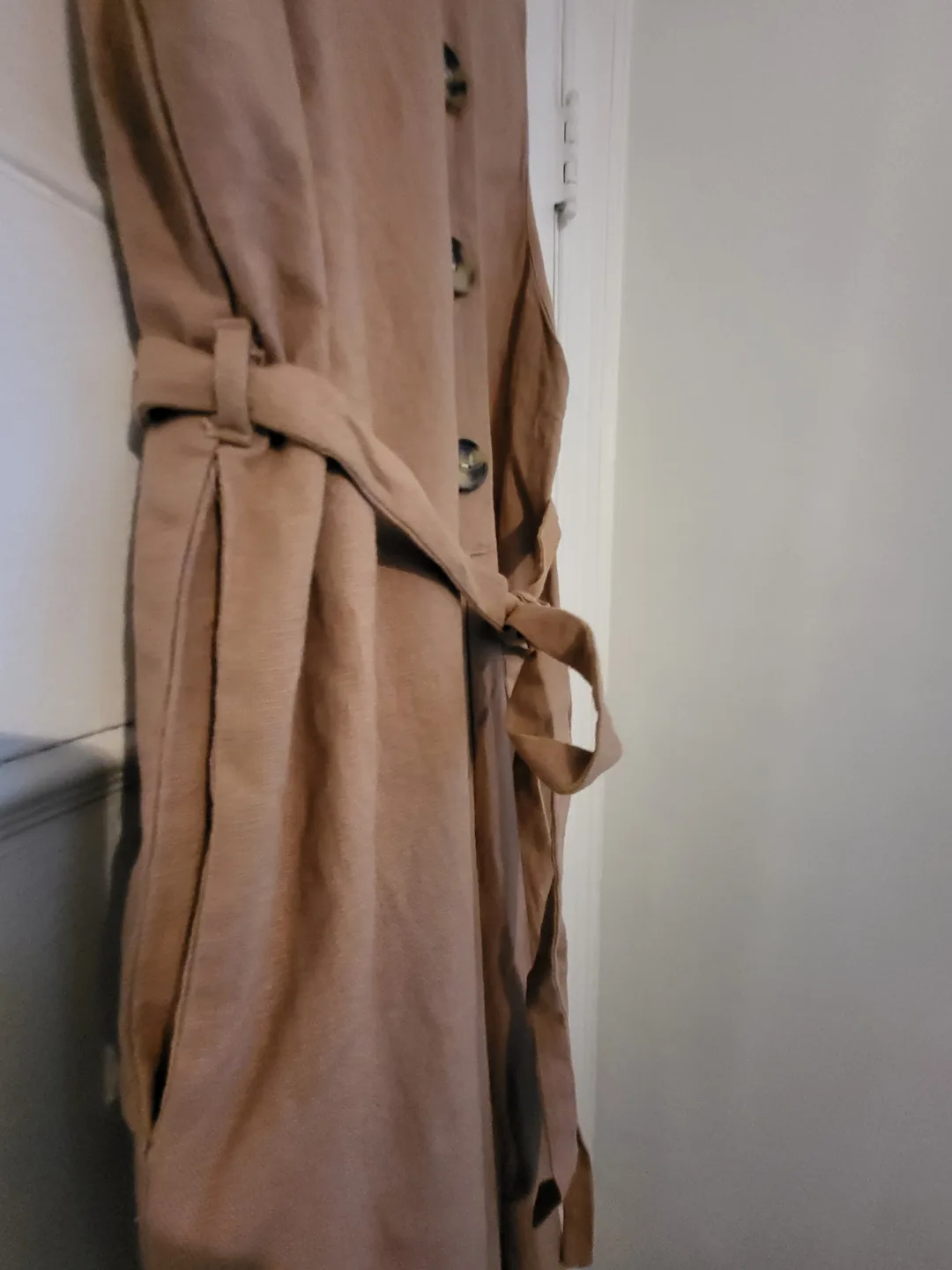 ❣️ Linen Blend Button-Down Jumpsuit Tan Overalls Size Small image indicator(5)