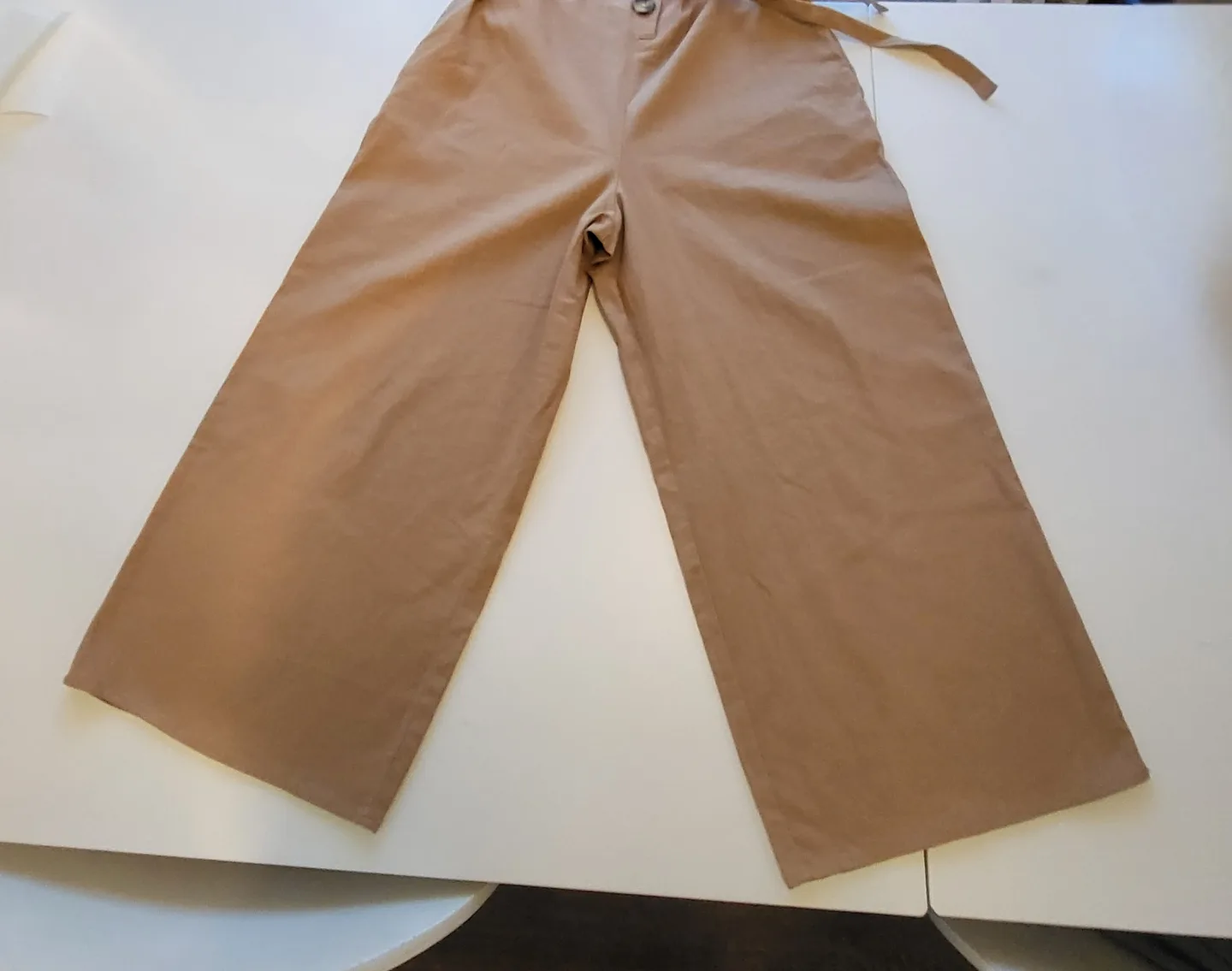 ❣️ Linen Blend Button-Down Jumpsuit Tan Overalls Size Small image indicator(3)