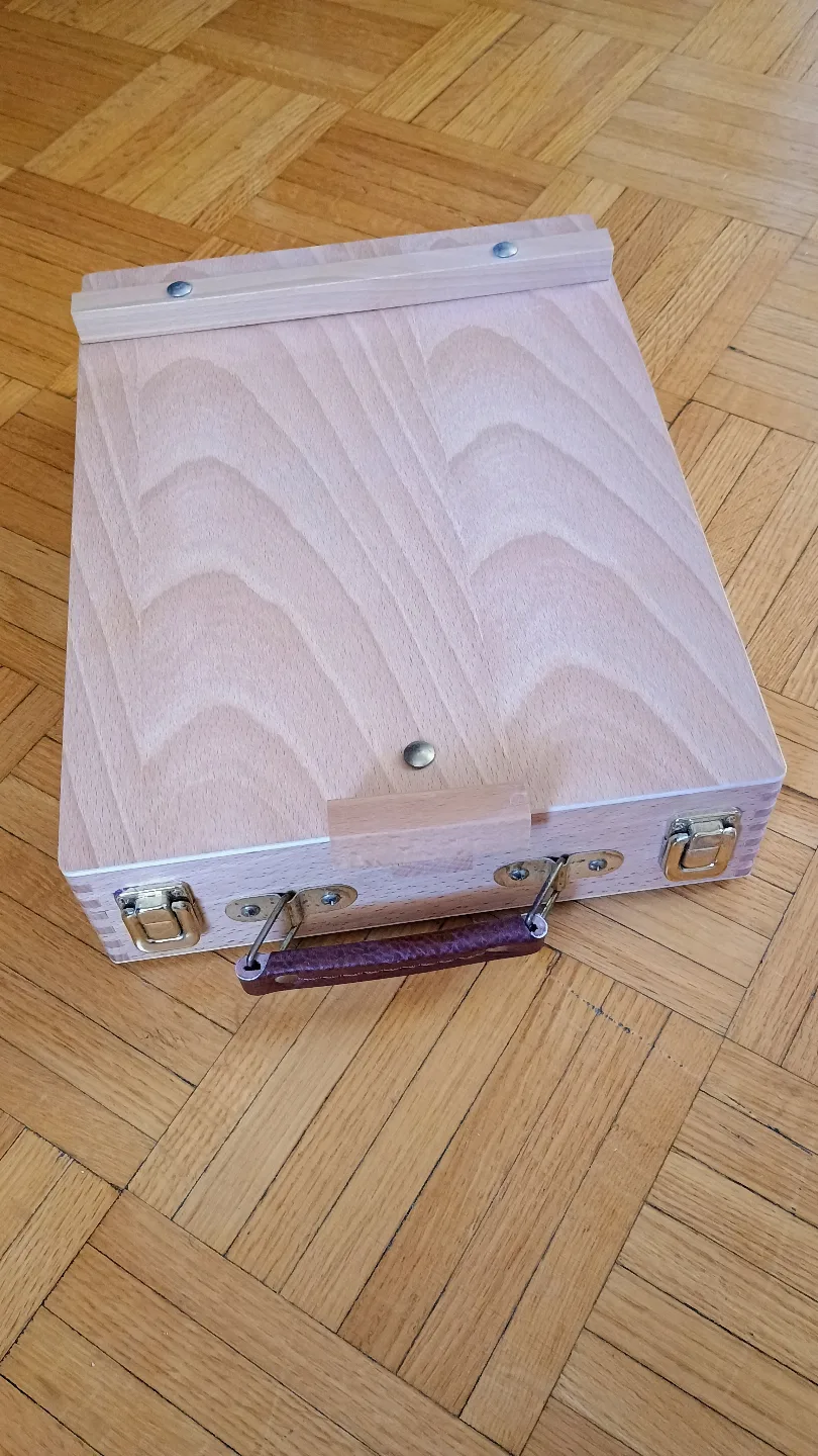 Portable Wooden Artist's Easel and Case with Paint and Supplies image indicator(2)