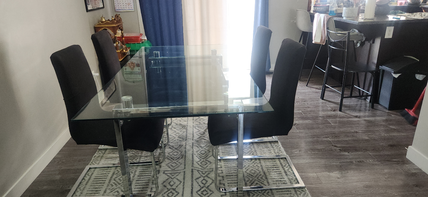 Modern Glass Dining Table - 71" x 35.5" - photo 4