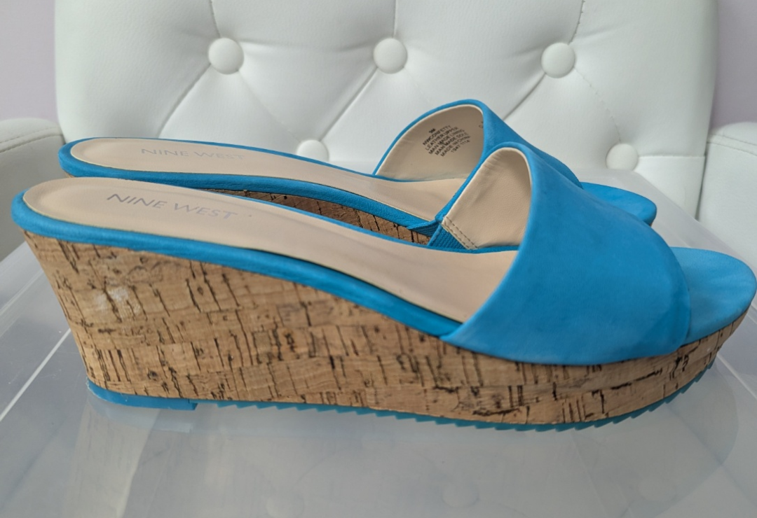 Nine West Women's Blue Wedge Sandals - Size 9M - photo 3