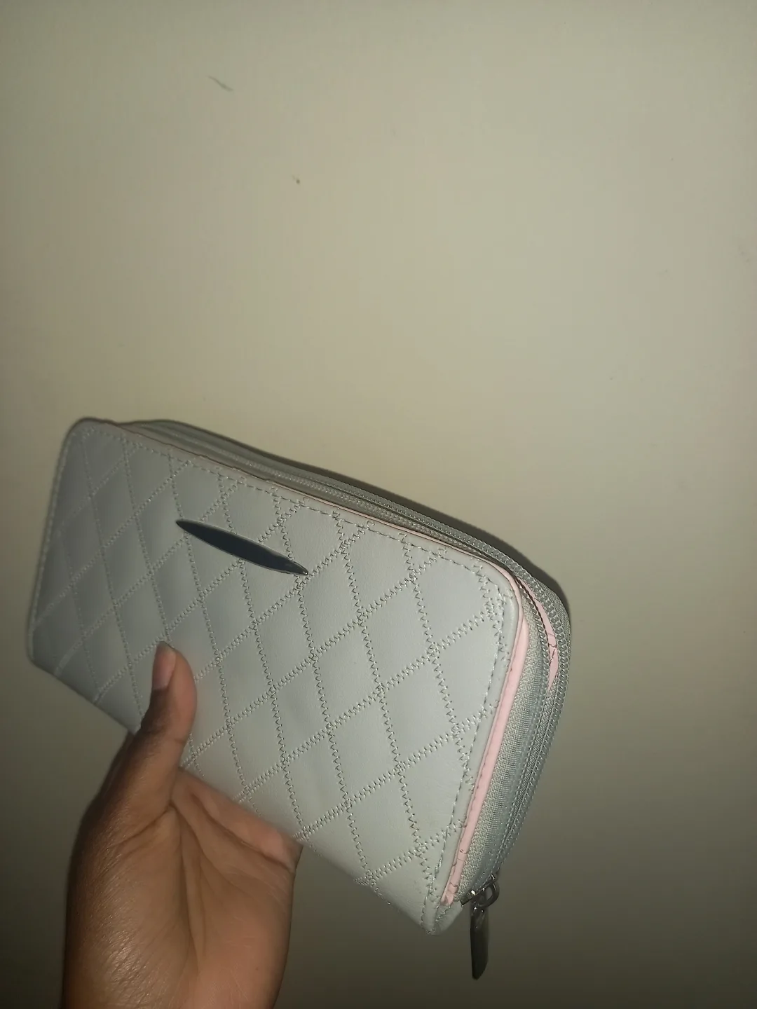 Grey Quilted Zip Around Wallet thumbnail