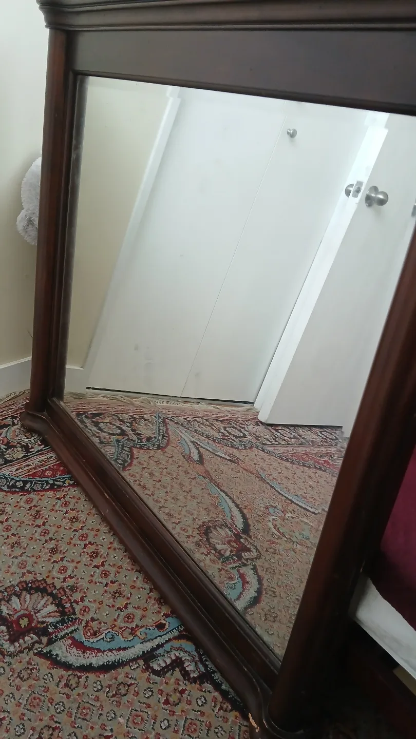 Large Dark Wood Framed Mirror thumbnail