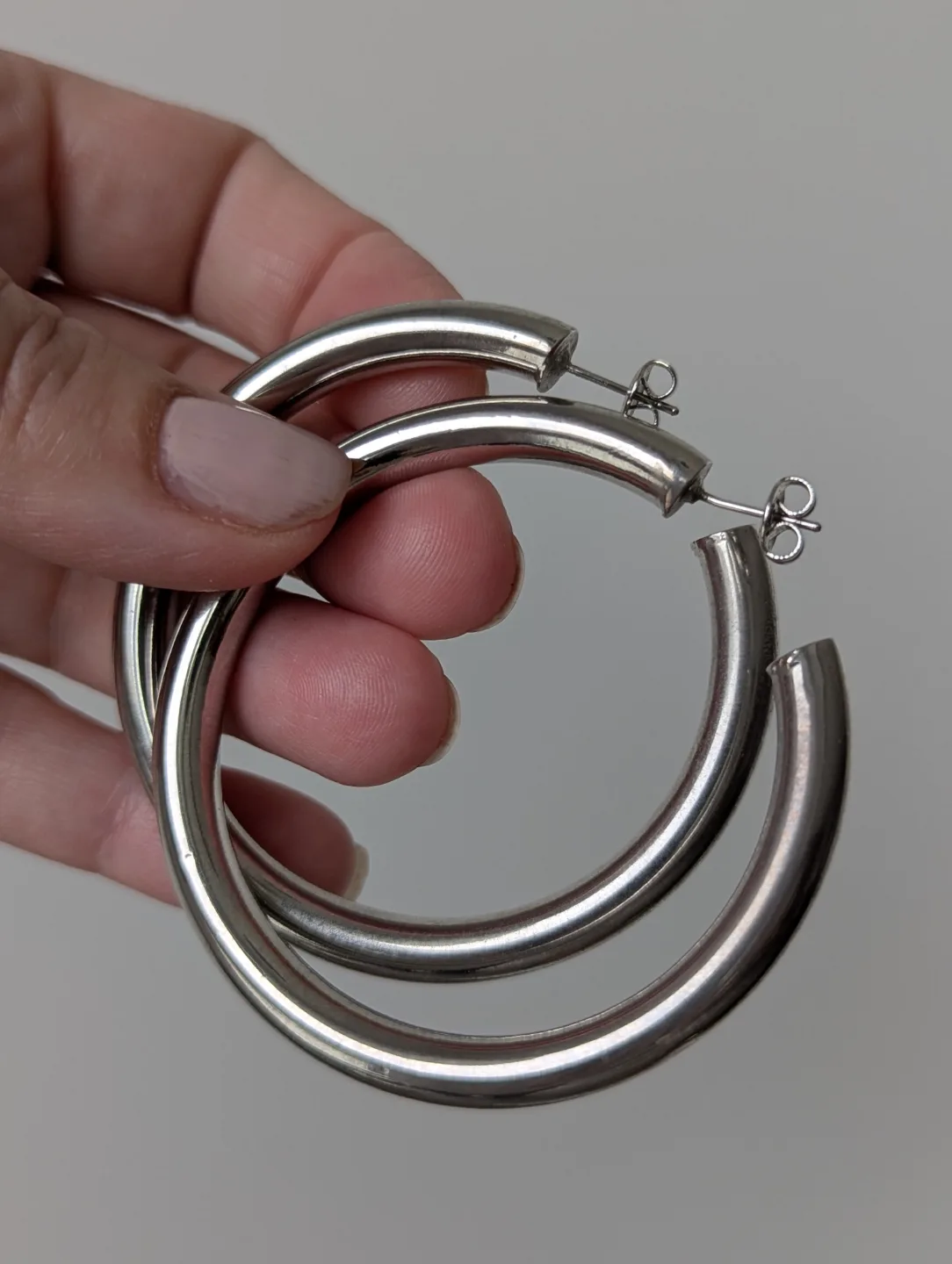 Silver Tone Large Hoop Earrings thumbnail