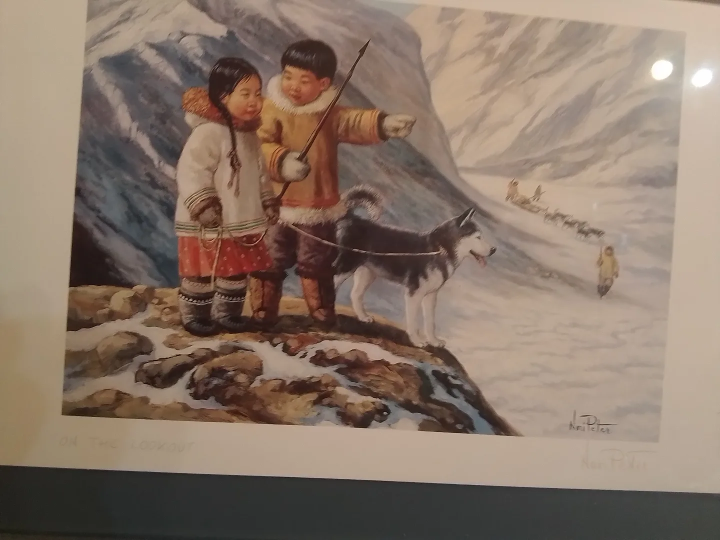 Framed Nori Peters Inuit Canadian Artic On The Lookout Eskimo image indicator(2)