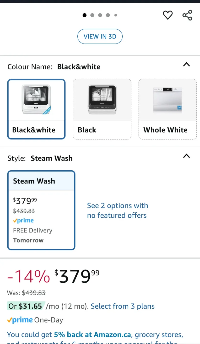 COMFEE' Portable Countertop Dishwasher - Black & White image indicator(2)