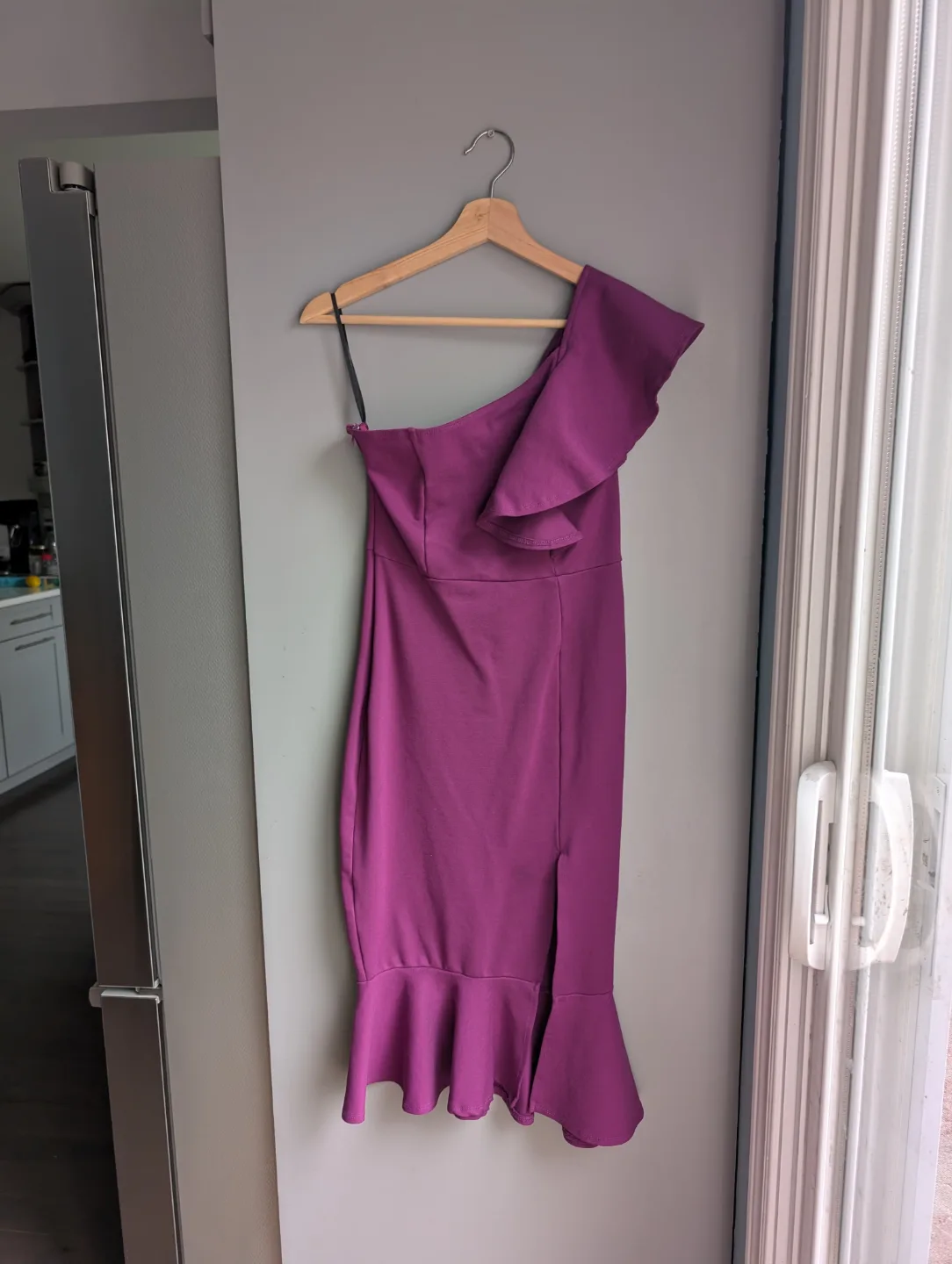 SHEIN XS Purple One-Shoulder Midi Dress image indicator(3)