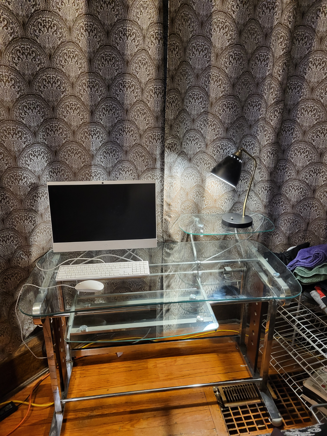 Glass Computer Desk with Metal Frame