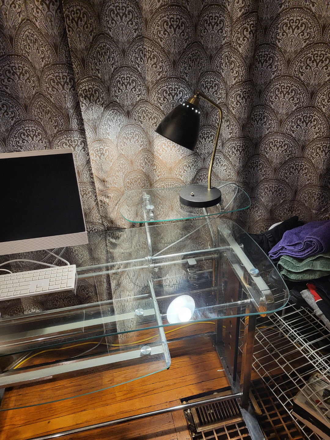 Glass Computer Desk with Metal Frame - photo 2