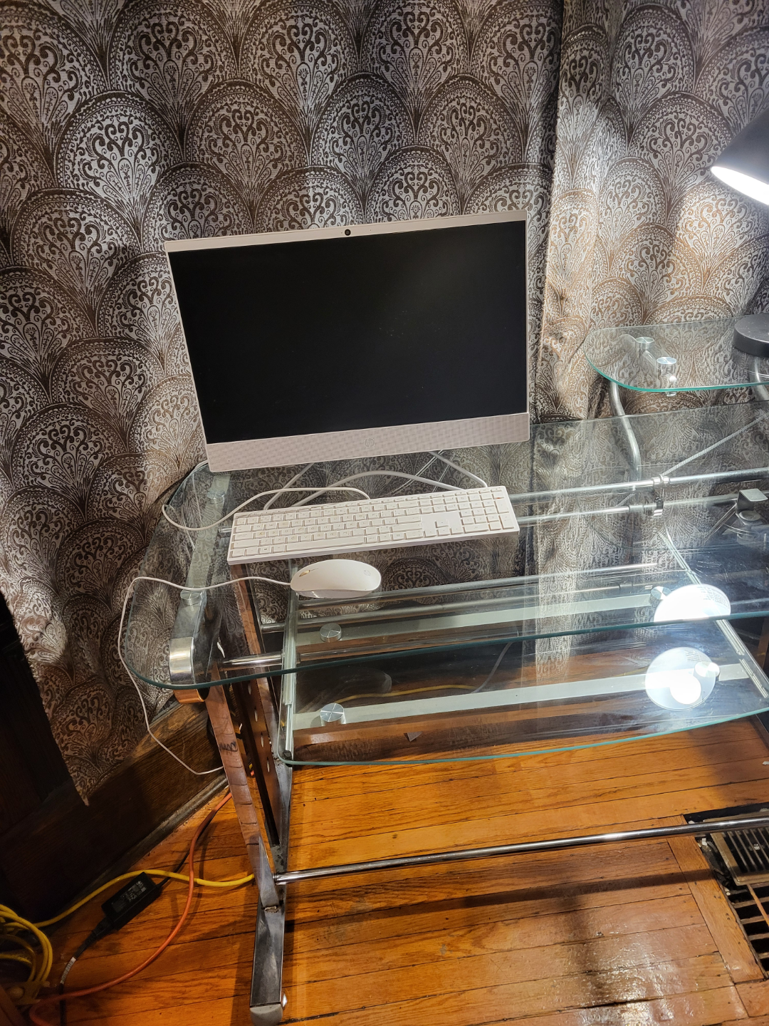 Glass Computer Desk with Metal Frame - photo 3