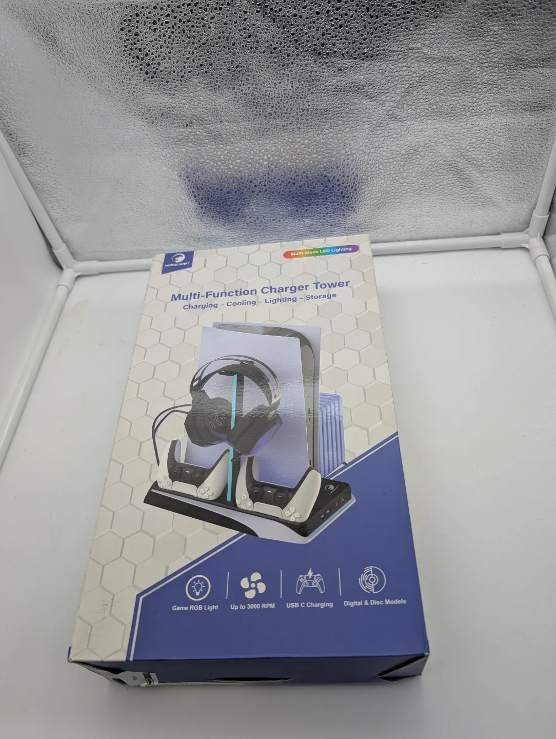 PS5 Multi-Function Charger Tower with Cooling Fan & RGB Lighting thumbnail