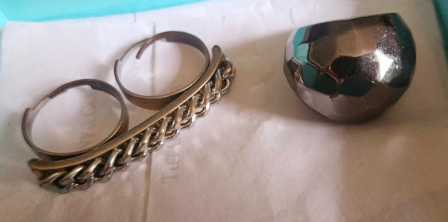 2 Unique Rings -  faceted, double ring, and dome ring thumbnail