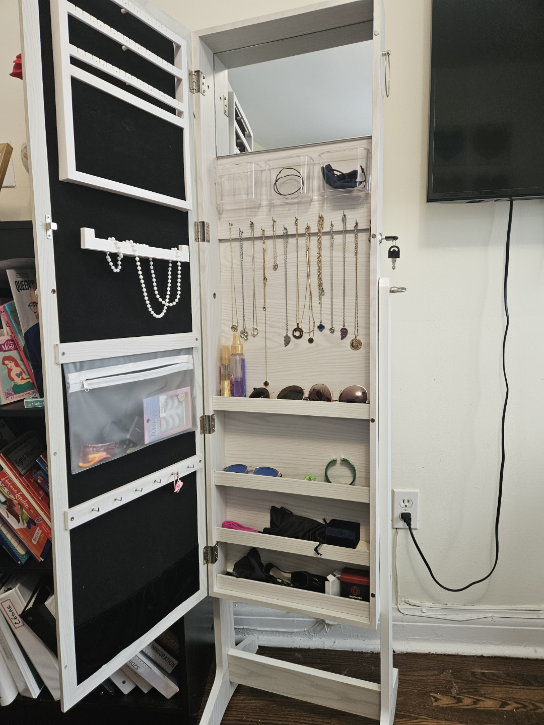 Full-Length Jewelry Armoire with Mirror