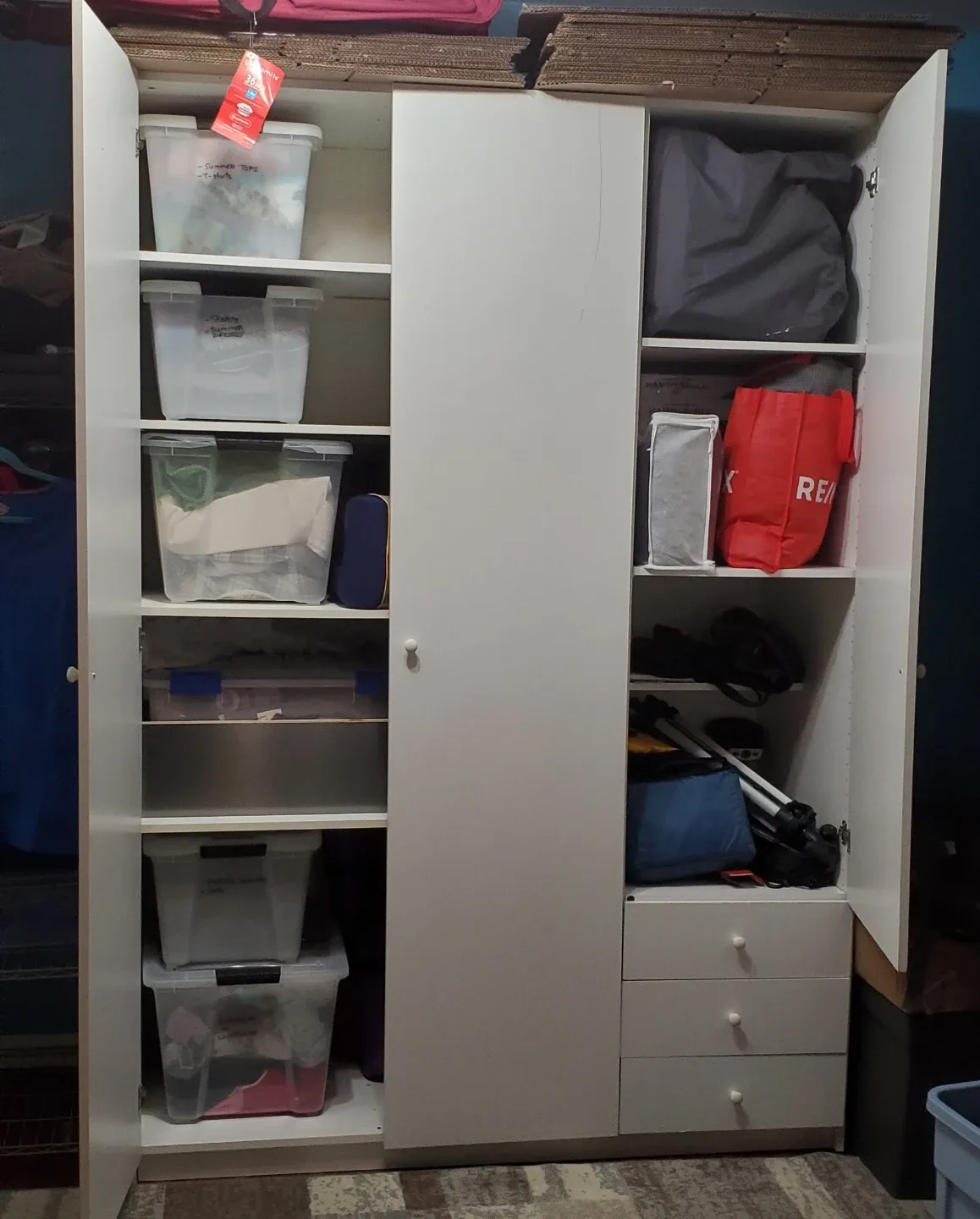 LARGE 7 ft. tall White cabinet with Shelves and Drawers image indicator(5)