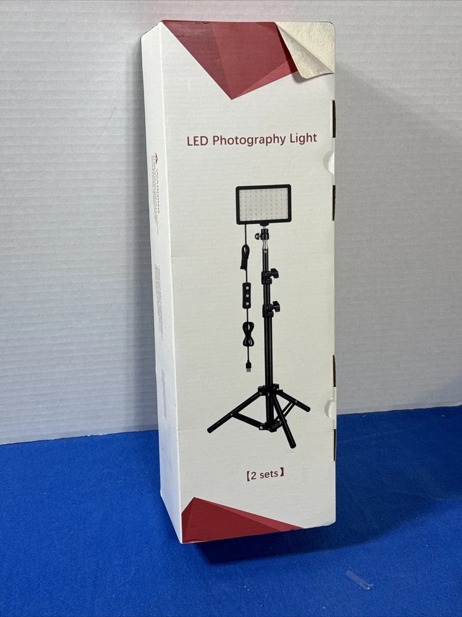 Two LED Photography Lights with Stands and Filters thumbnail