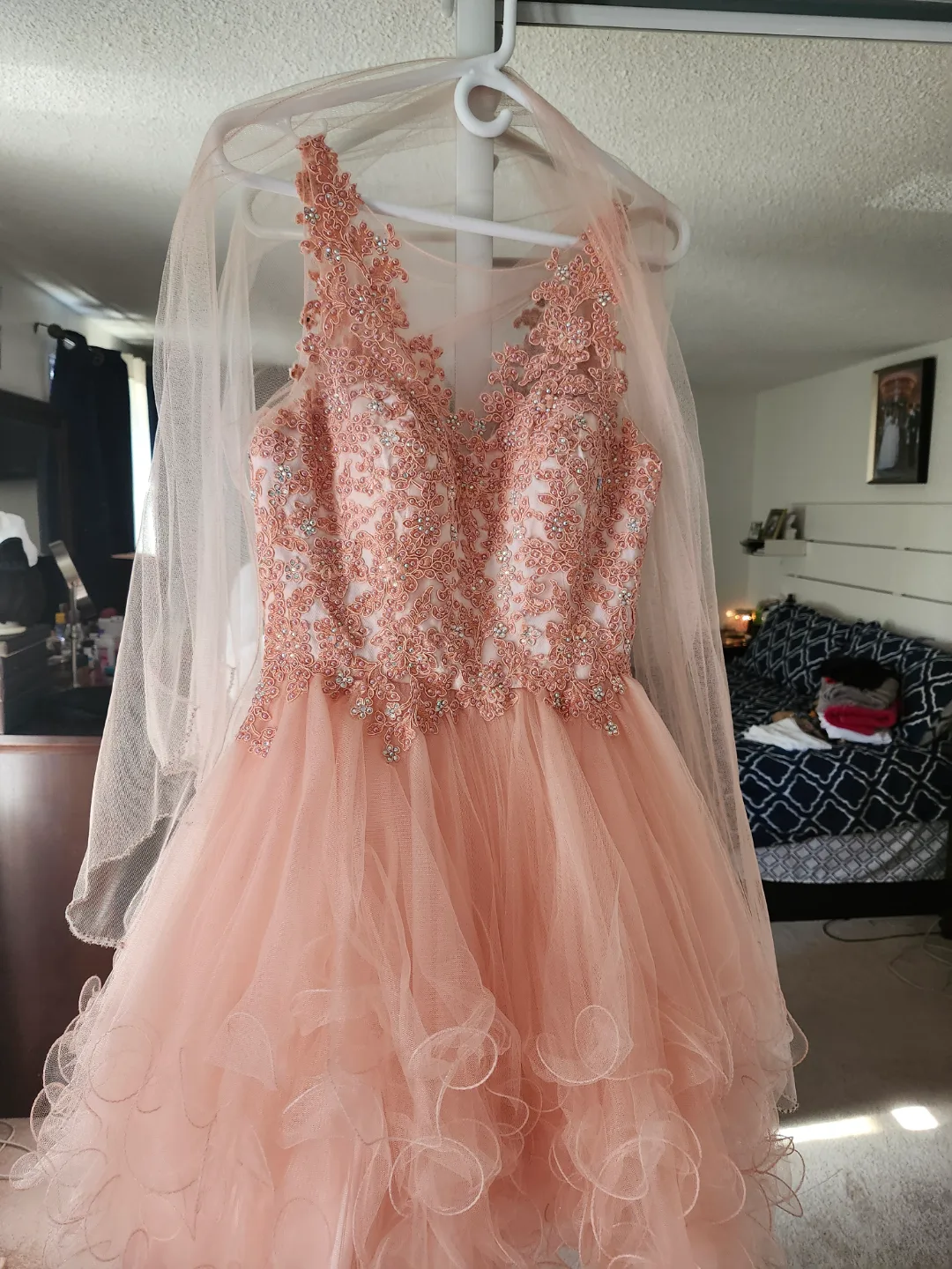 Peach Quinceañera Dress Size 6 image indicator(2)