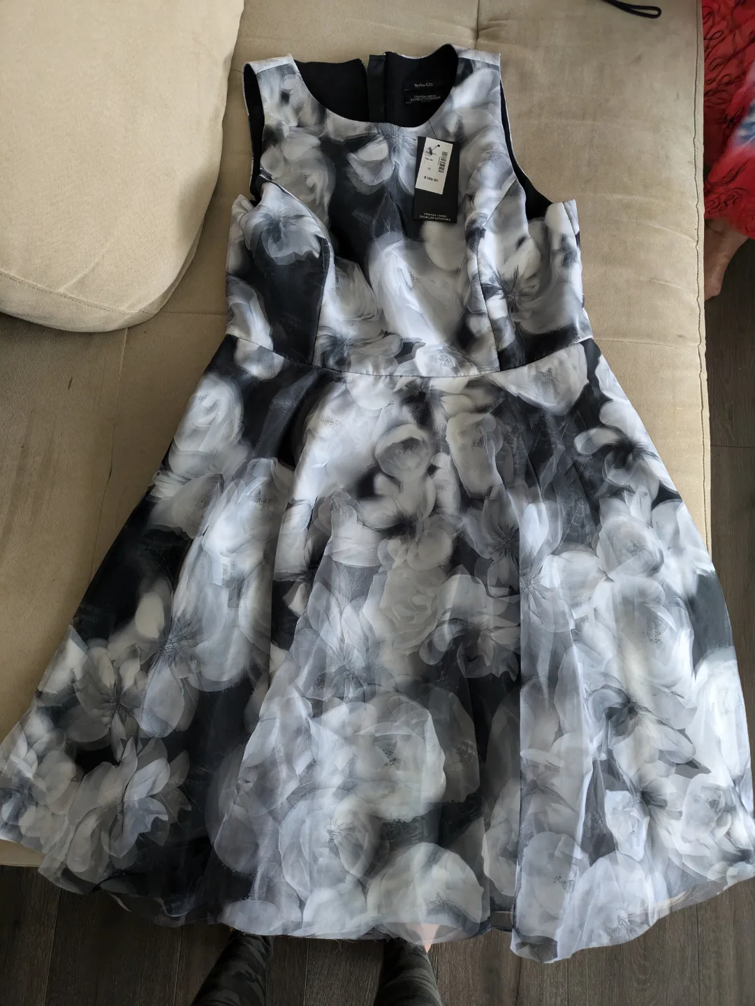 RW&CO. Black and White Floral Fit and Flare Dress - Size 12 image indicator(2)