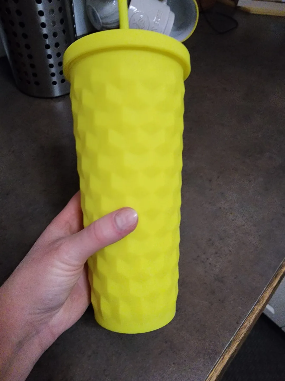 Yellow Cold Cup with Straw and Lid thumbnail