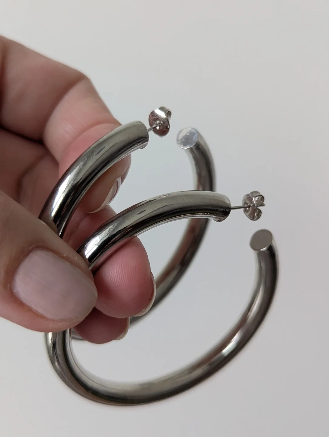 Silver Tone Large Hoop Earrings image indicator(2)