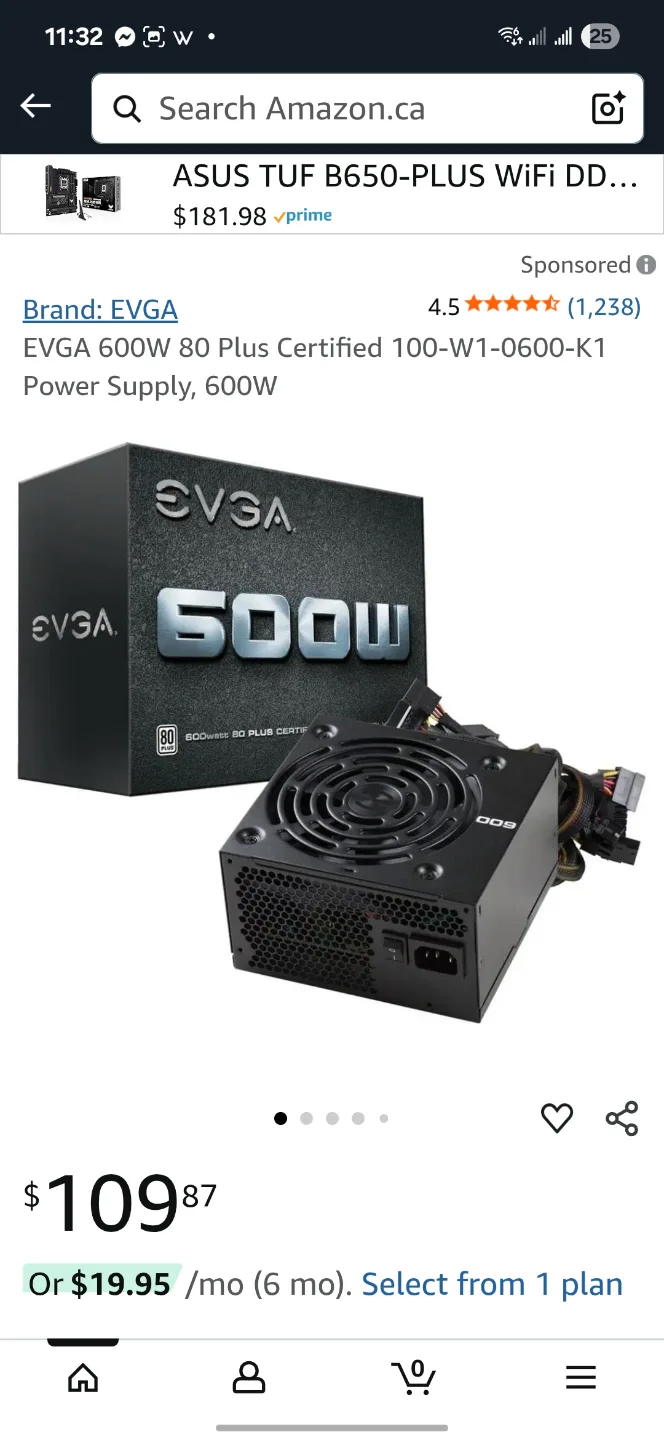 EVGA 600W Certified Power Supply thumbnail