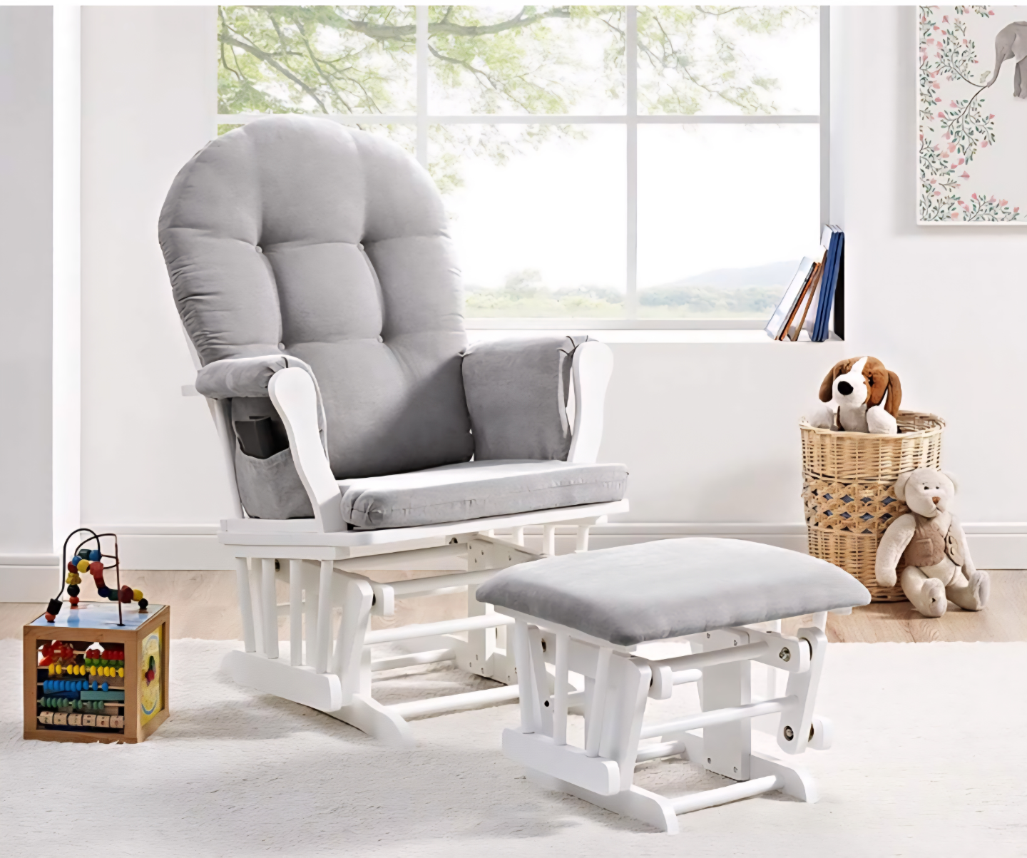 Glider Rocker Chair - White and Gray - photo 4