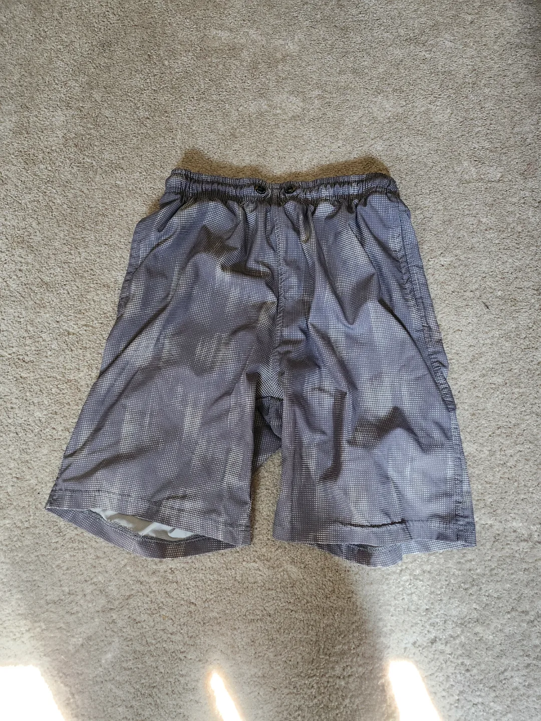 boys Grey & White Patterned swim shorts thumbnail