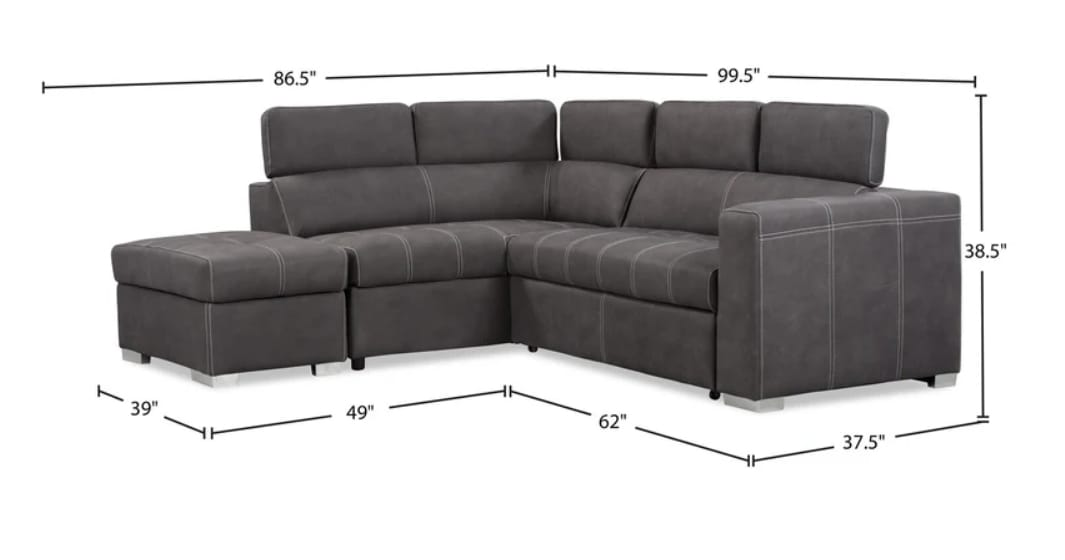 Grey Sectional Sofa with Pull-Out Ottoman - photo 4