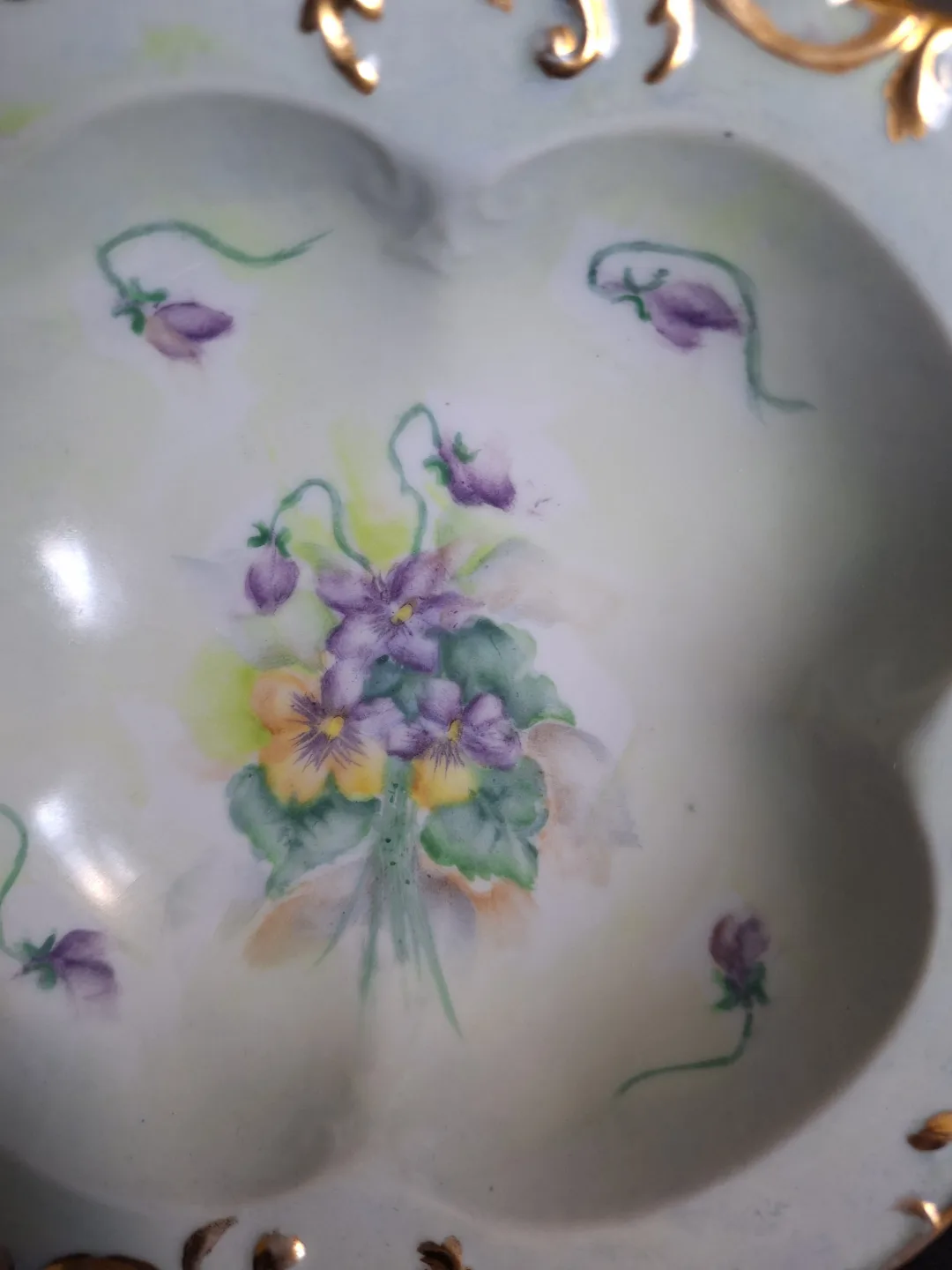 Antique N. Adams hand-painted porcelain bowl image indicator(2)