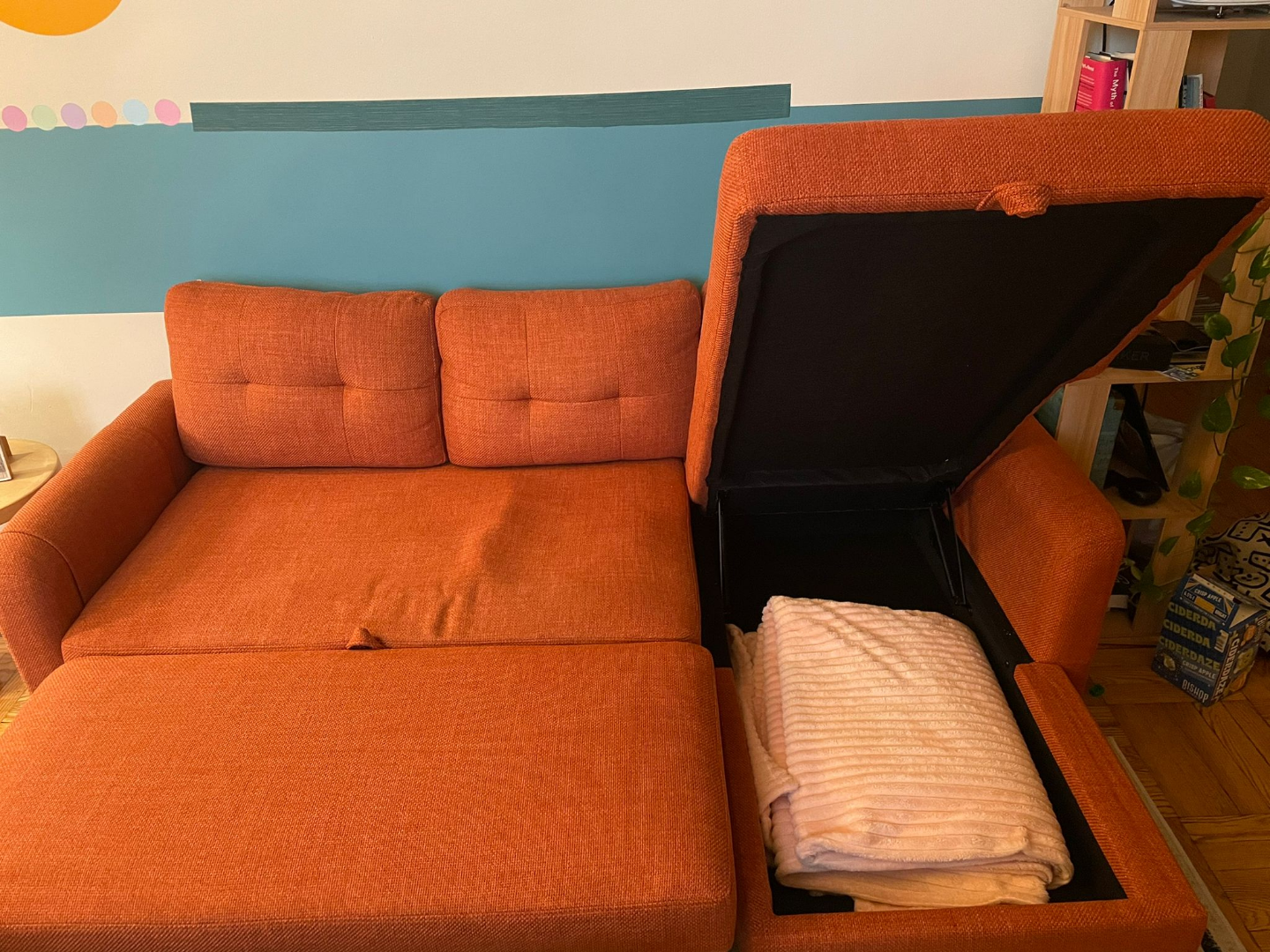 Burnt Orange Sectional Sofa with Storage