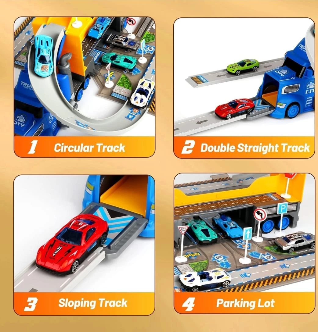 Toy Truck Carrier with Race Track and Multiple Cars - photo 5