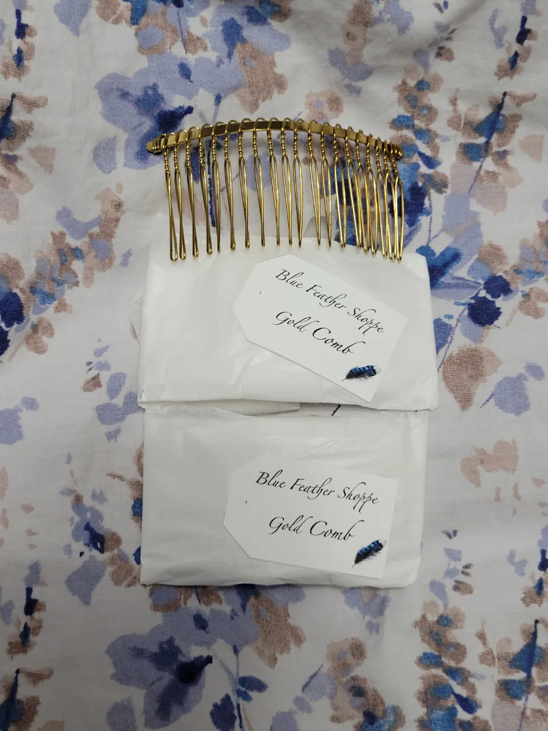 Hand-crafted Gold Hair Combs by Blue Feather Shoppe image indicator(2)