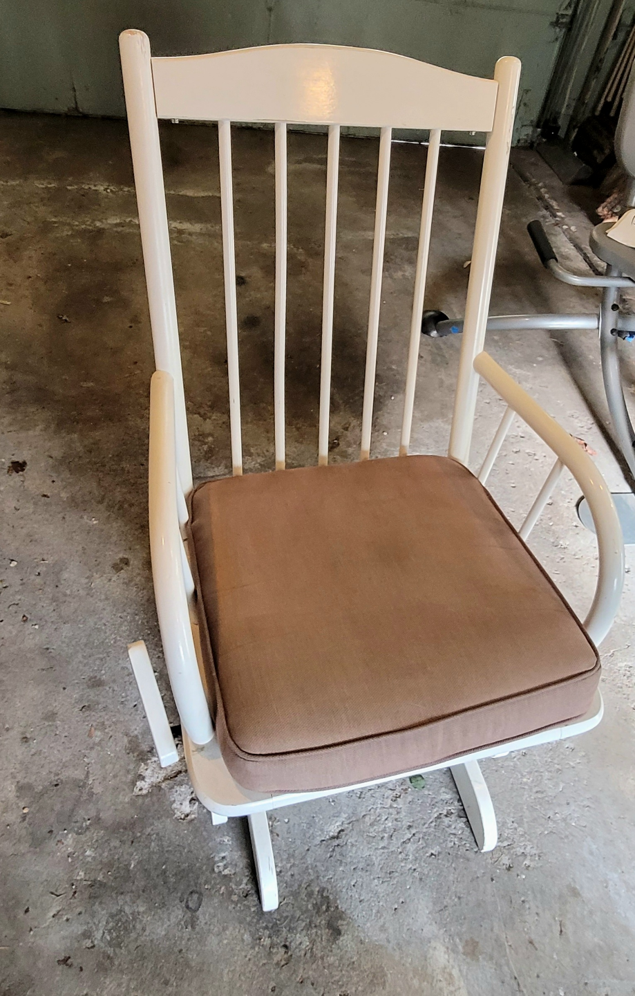 White Wooden Glider Rocker with Cushion - photo 2