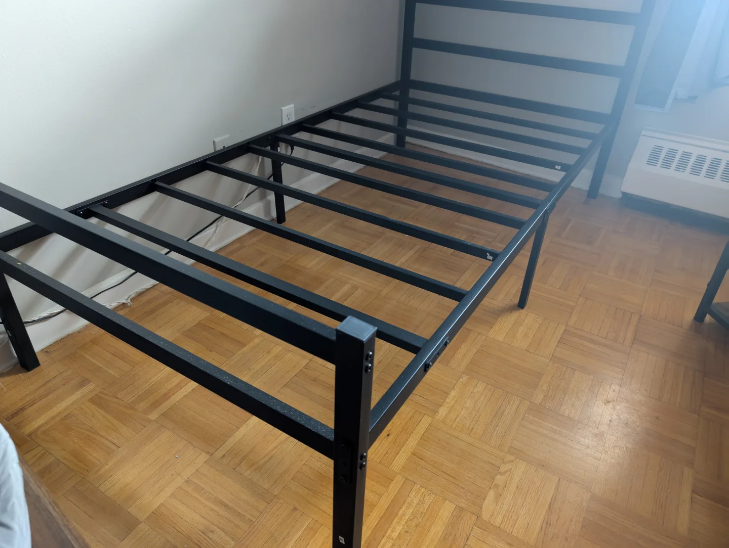 Black Metal Twin Bed Frame with a Mattress thumbnail