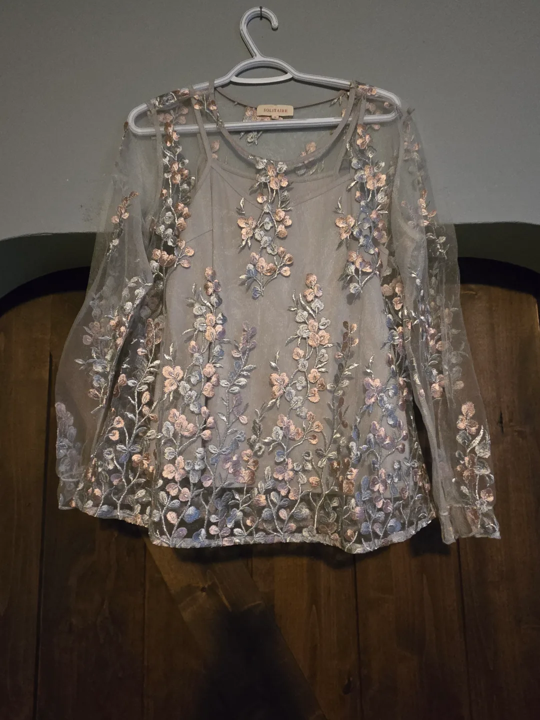 Floral Embroidered Mesh Blouse thumbnail