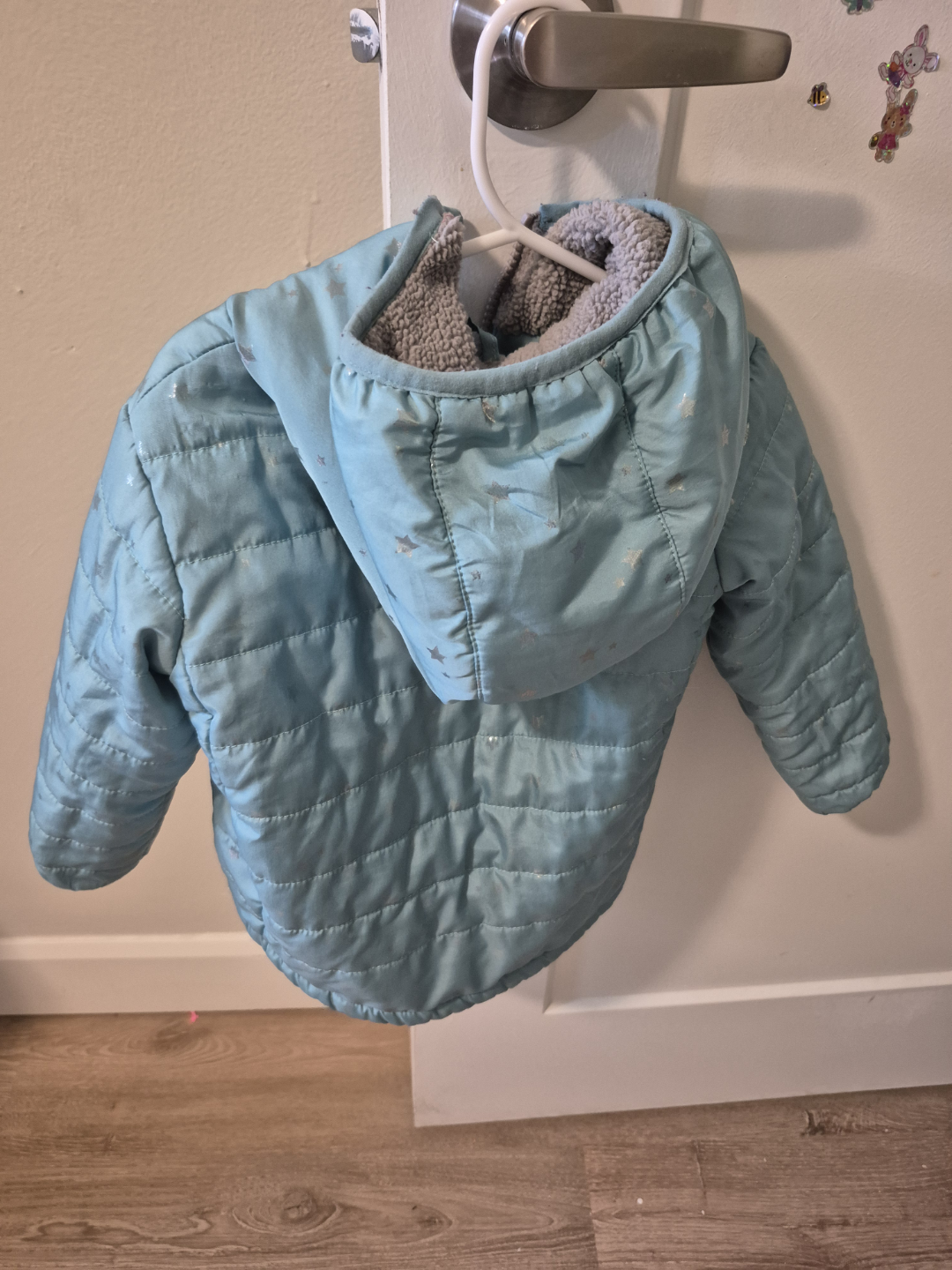 Outdoor Kids 2T Girls' Teal Puffer Jacket with Stars - photo 3