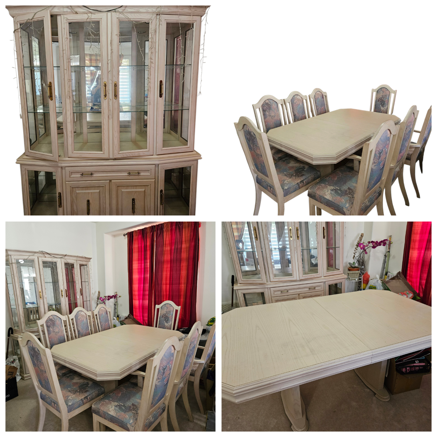 Antique White Dining Set with Hutch