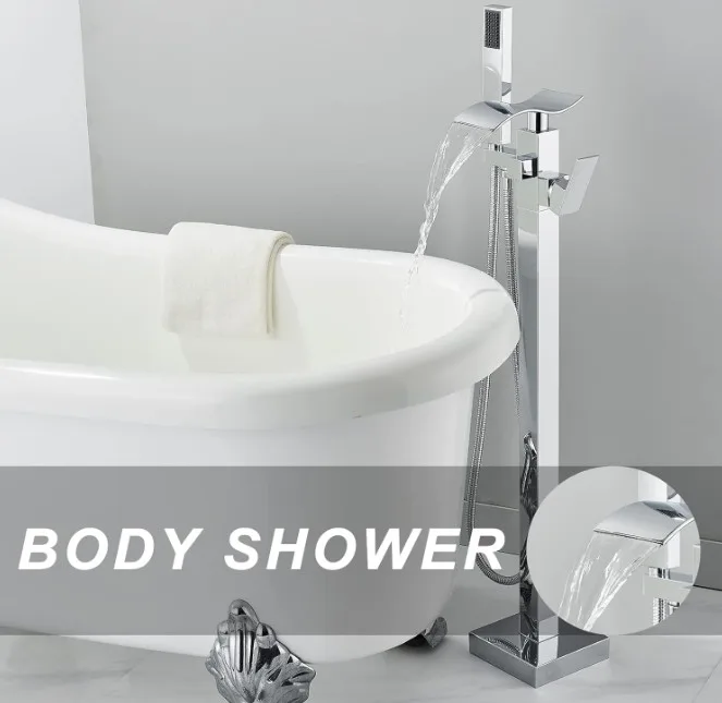 Brand New Waterfall Freestanding Tub Faucet with Hand Shower image indicator(7)