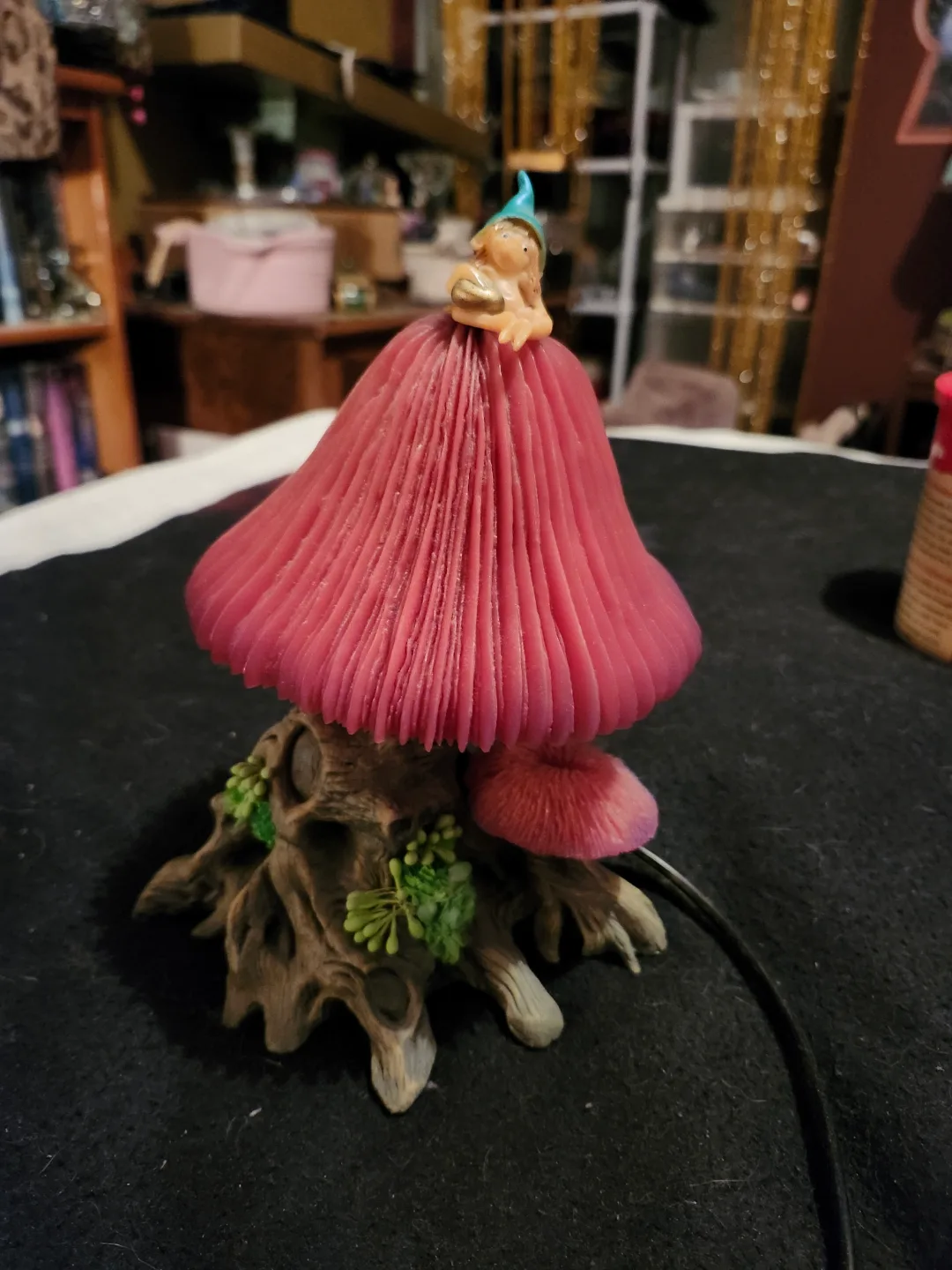 Mushroom Lamp with Gnome Figurine thumbnail