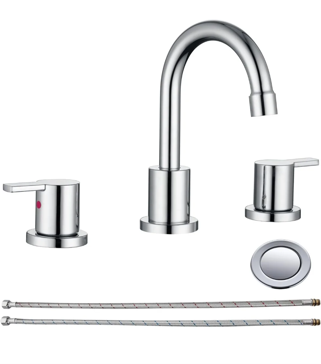 Chrome 3-Handle Bathroom Faucet with Drip-Free Ceramic Cartridge