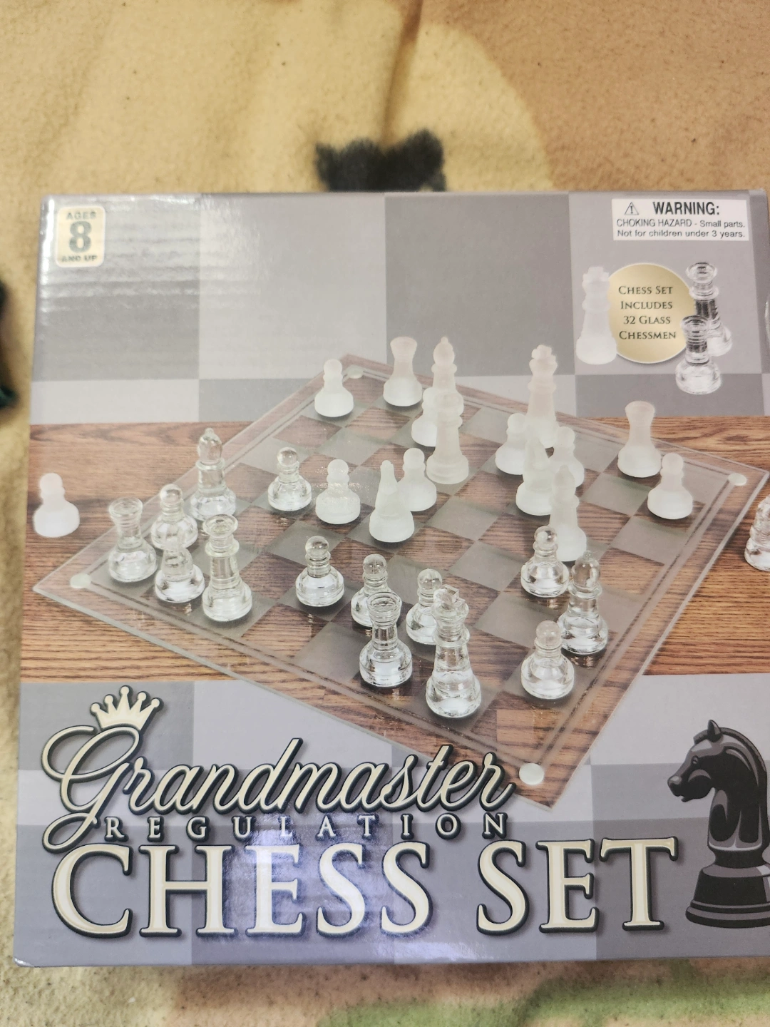 Grandmaster Regulation Chess Set – 10-Inch Beveled Board With Frosted/Clear Pieces, Felt Bottoms
