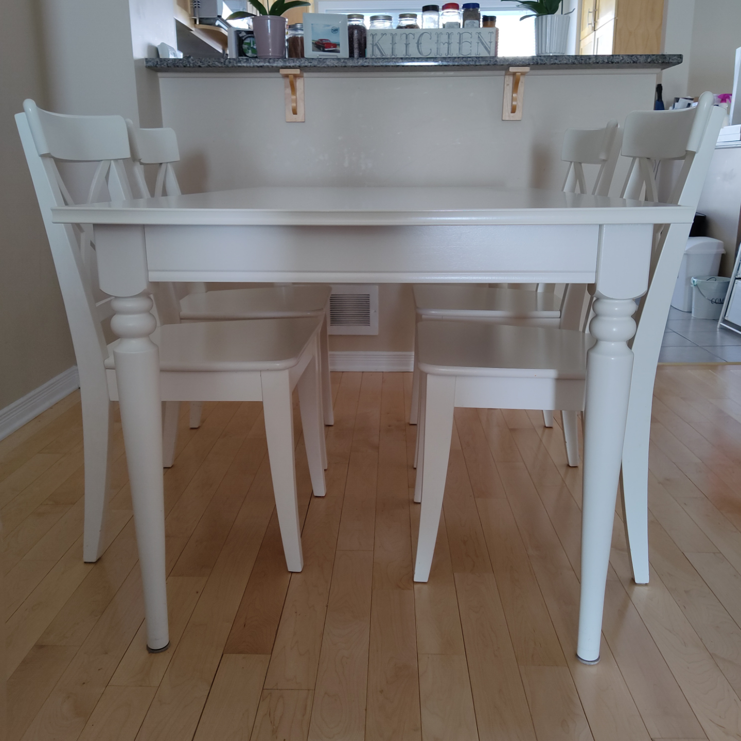 IKEA INGATORP/INGOLF White Table and Four Dining Chairs Set - photo 3