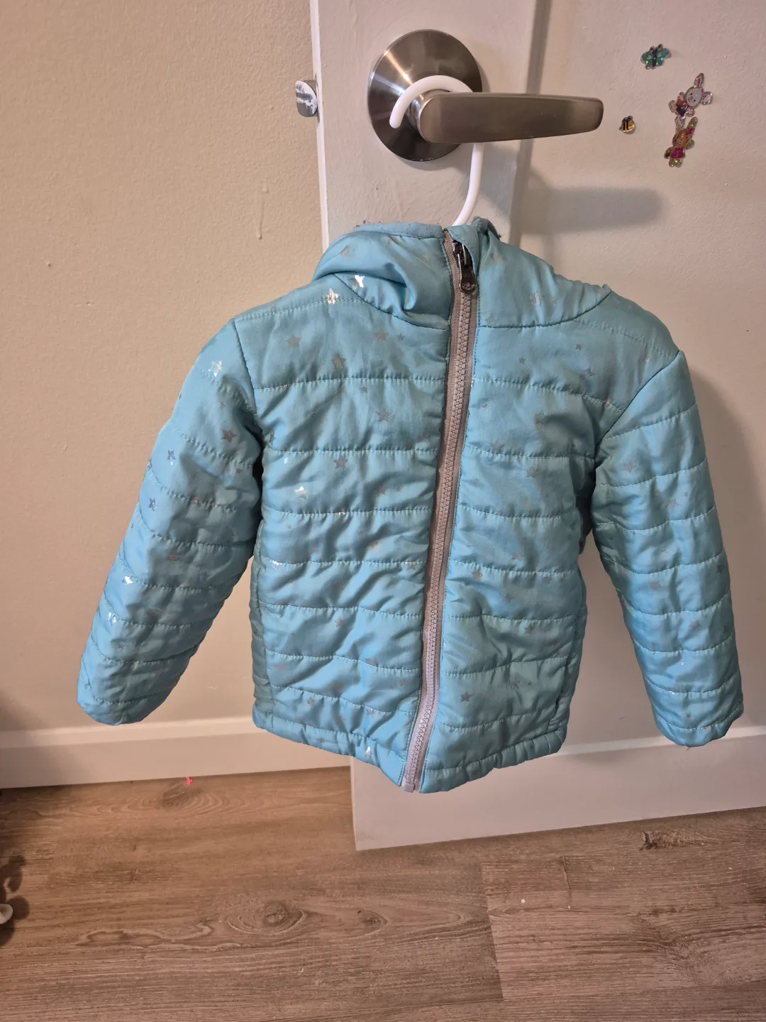 Outdoor Kids 2T Girls' Teal Puffer Jacket with Stars